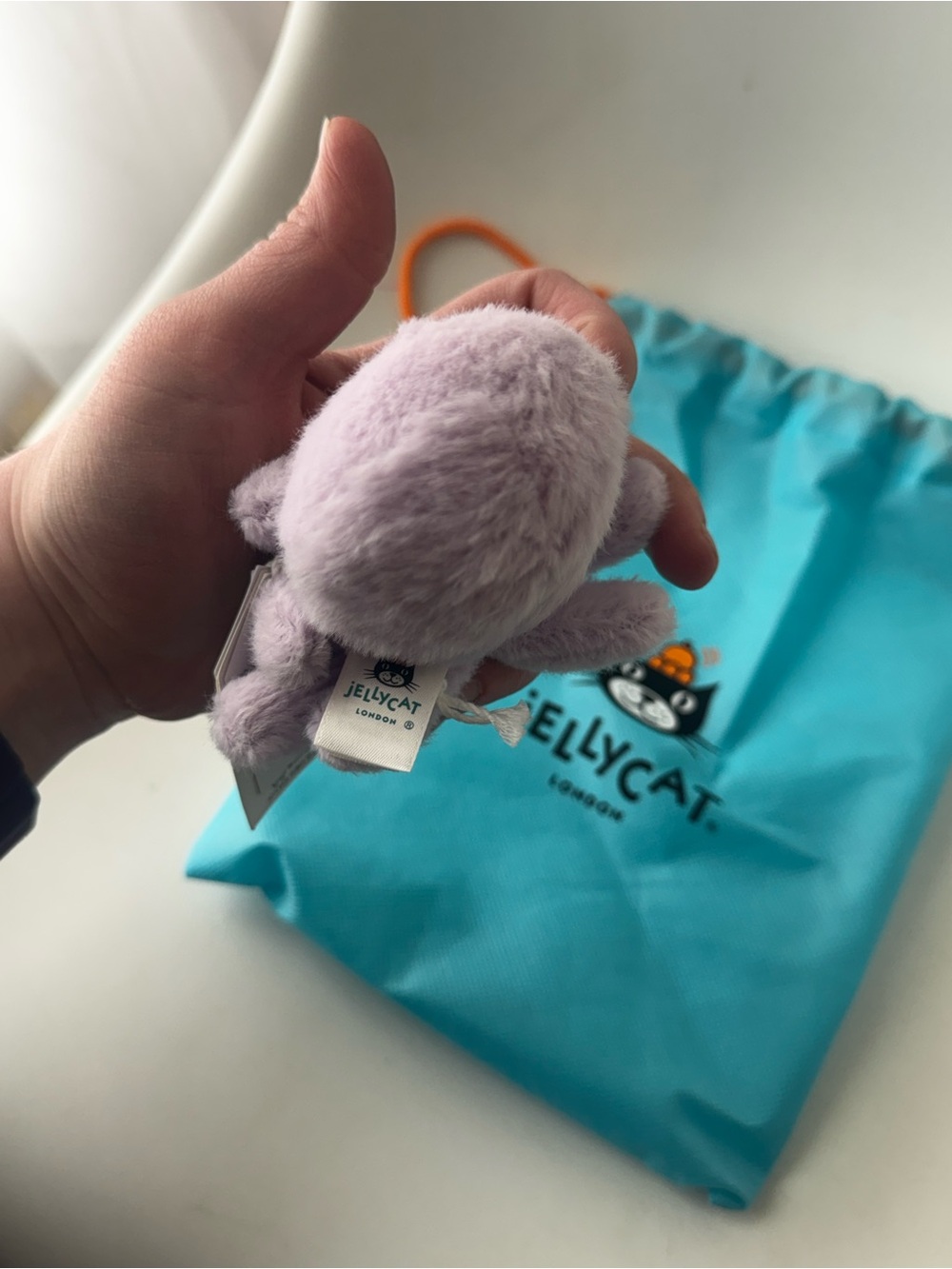 Jellycat Fluffy Octopus Tiny Plush Lavender Authentic NWT + Dust Bag - Picture 3 of 9
